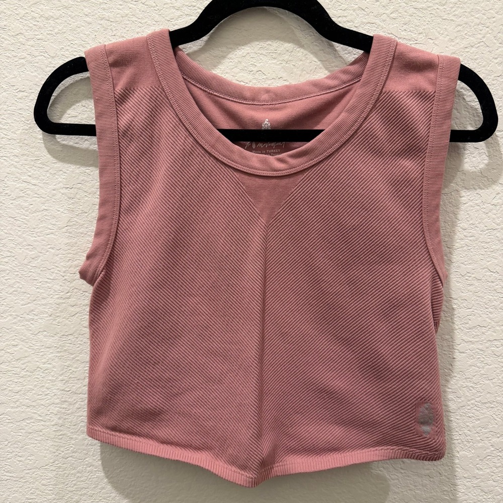 FP Movement Free People Ribbed Crop Tank Top Pink M/L OB1151676